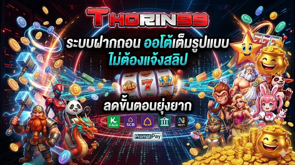 ระบบฝากถอน thorin99 ออโต้เต็มรูปแบบ ไม่ต้องแจ้งสลิป ลดขั้นตอนยุ่งยาก